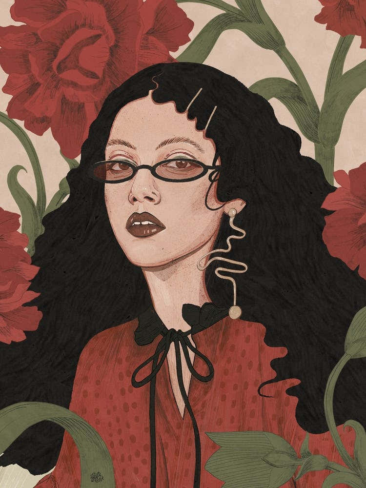 The Girl With Red Flowers