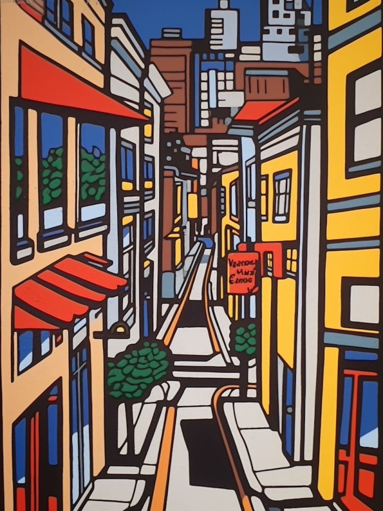 Painting Of San Francisco  In The Style Of Pop Art, Roy Lichtenstein 1