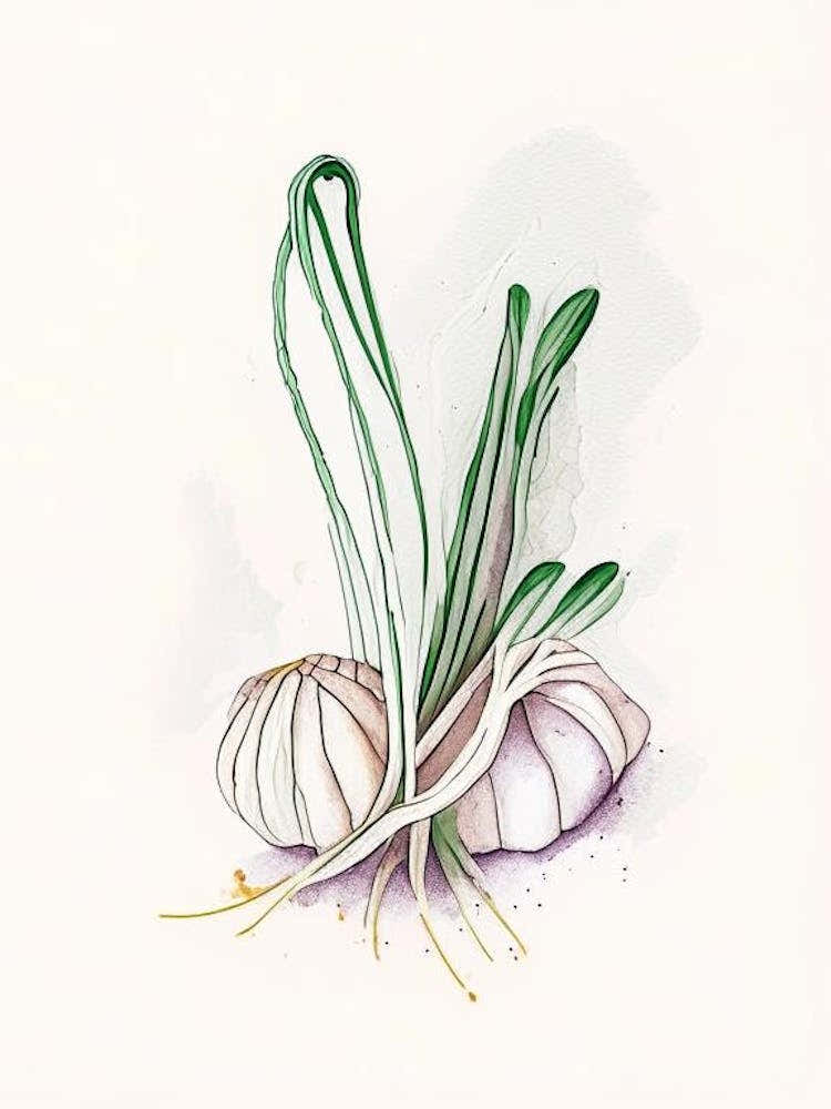 Garlic Herb Minimalist Watercolour 1