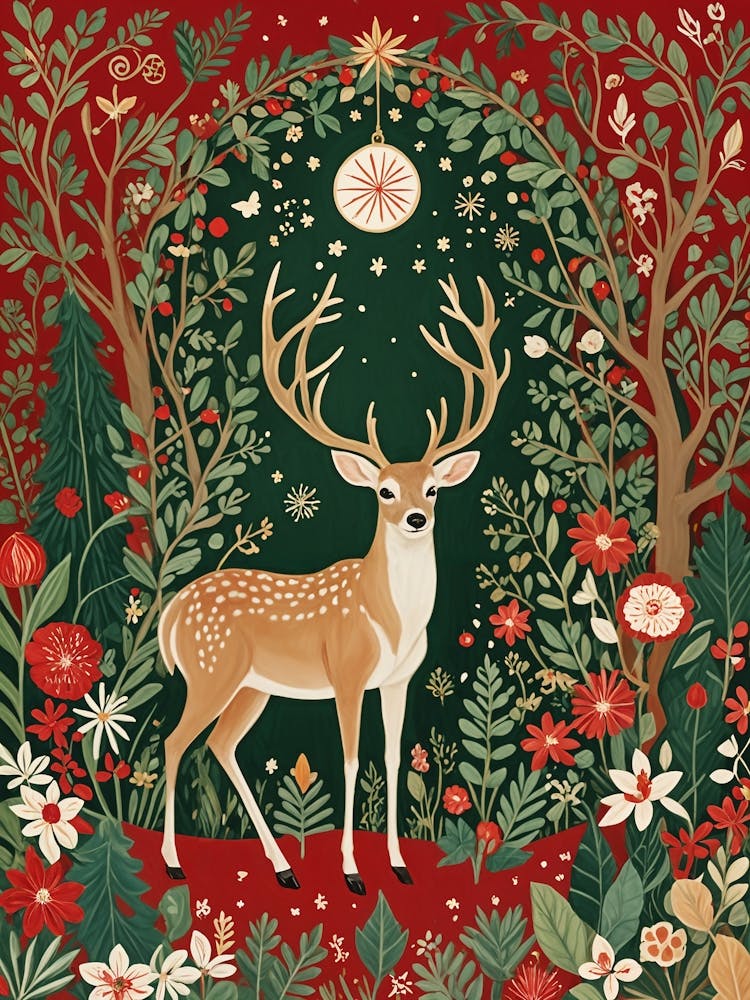 Festive Deer In The Forest