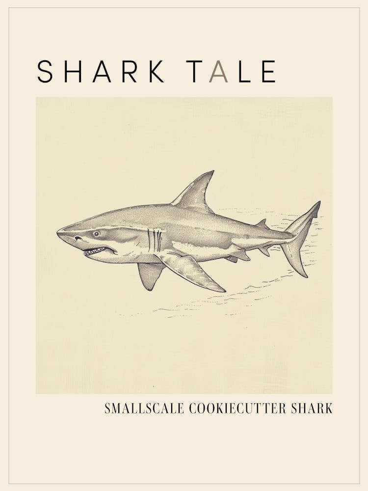 Smallscale Cookiecutter Shark Vintage Illustration 4 Poster