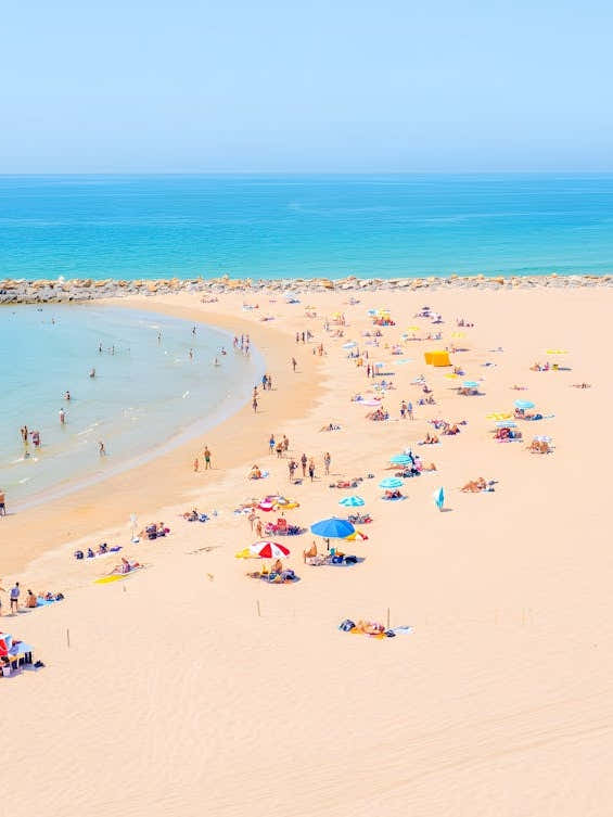 Summer Beach Scene Photo Print - Crowds and Colorful Umbrellas