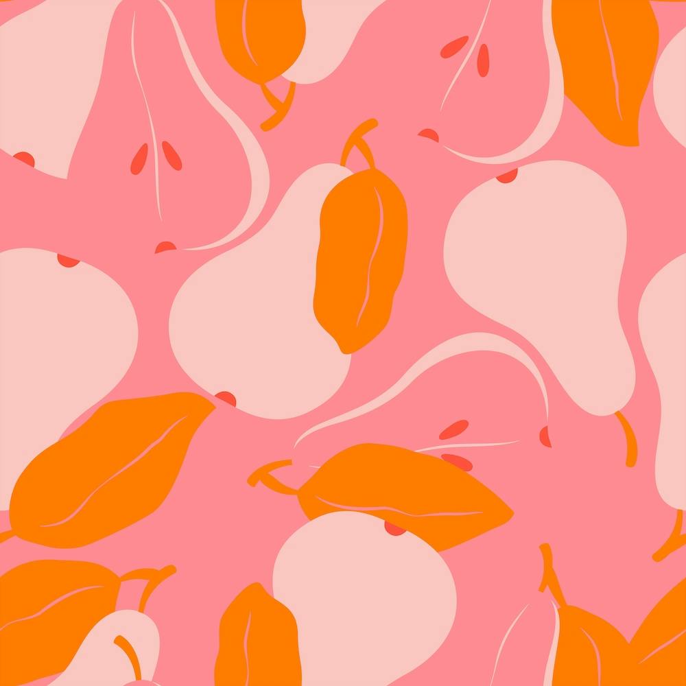 Pattern With Pears On Bright Pink Square