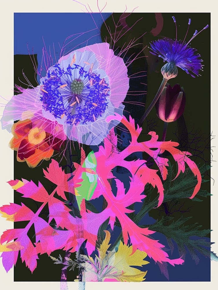 Nigella 2 Neon Flower Collage