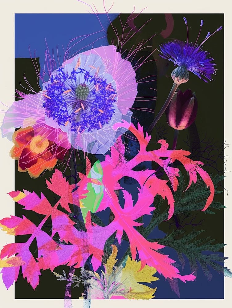 Nigella 2 Neon Flower Collage