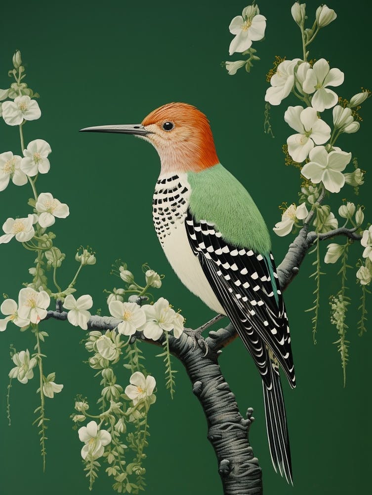 Ohara Koson Inspired Bird Painting Hoopoe 4