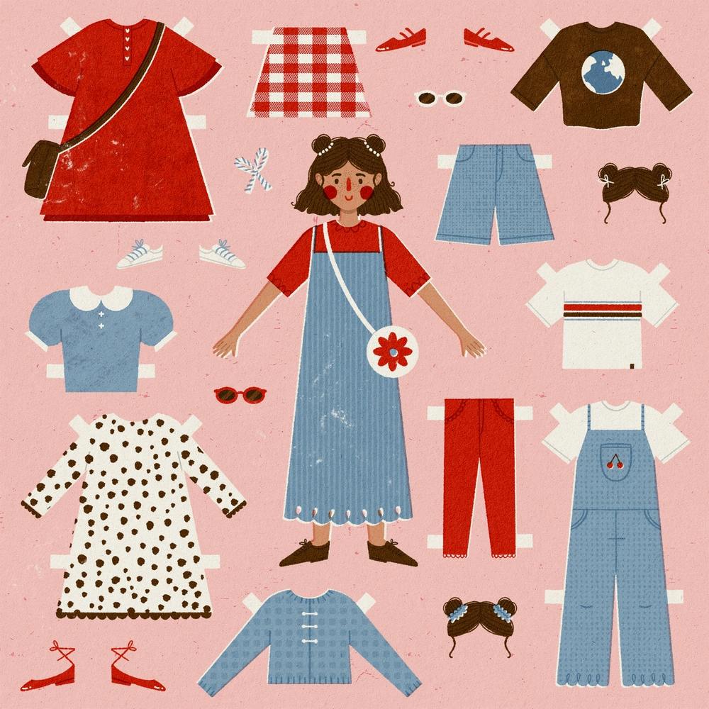 Spring Paper Doll Square