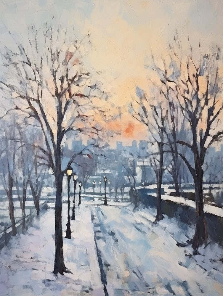 Winter City Park Painting Kalemegdan Park Belgrade Serbia 5