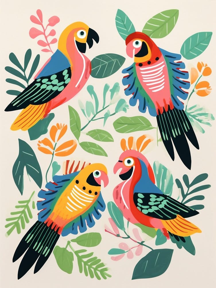 Folk Style Bird Painting Macaw 4