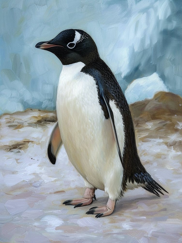 Adlie Penguin Saunders Island Oil Painting 2