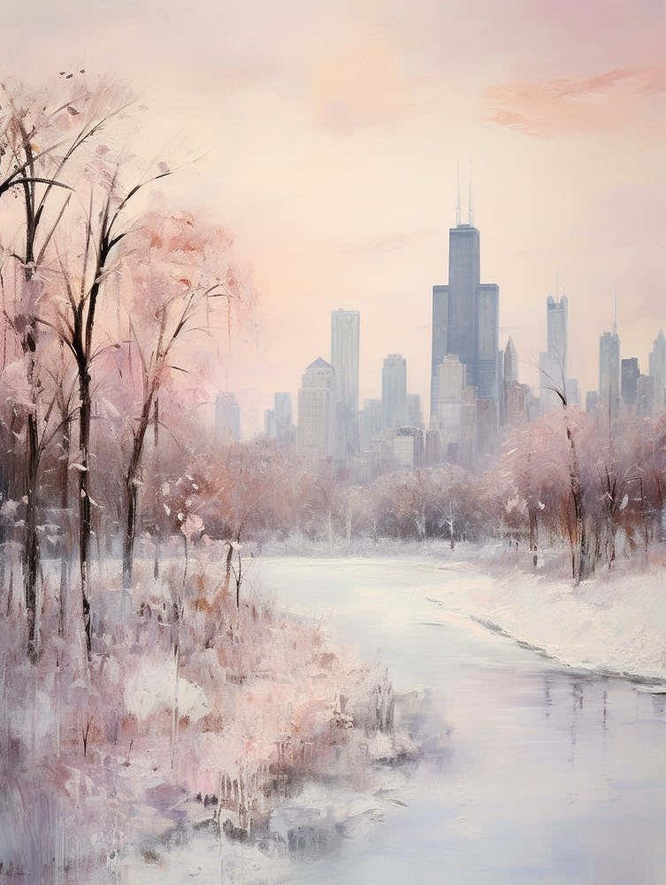 Dreamy Winter Painting Chicago Usa 1