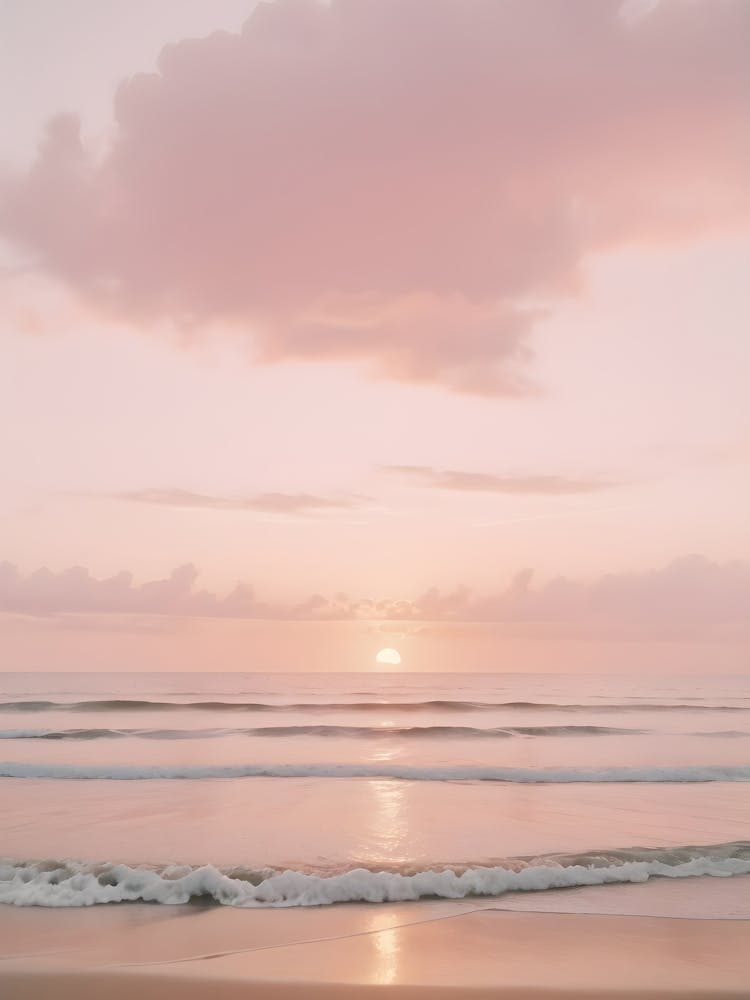 Pink Aesthetic Sunset Beach Photography