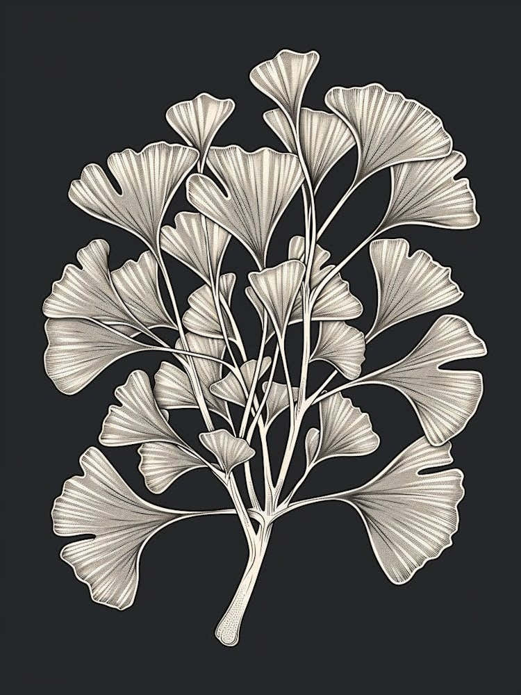 Ginkgo Tree Minimalistic Drawing 1