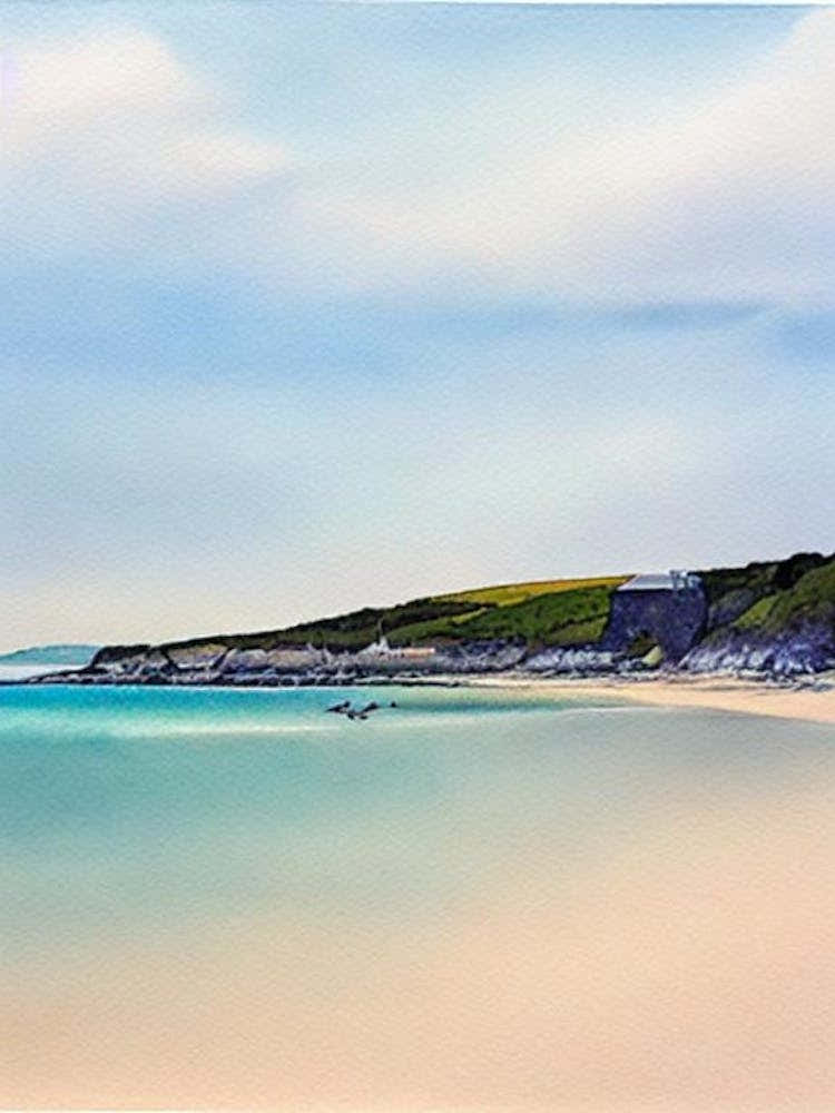 Crantock Beach, Cornwall Watercolour