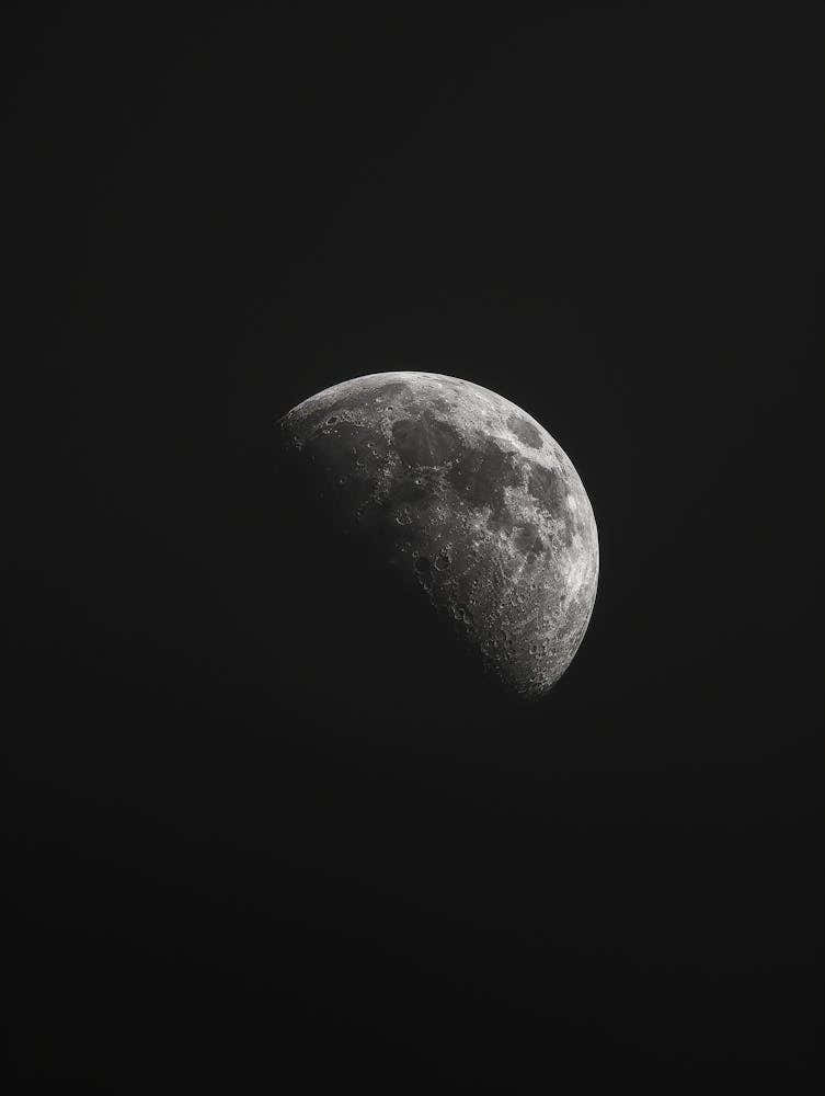 Moon In Black And White