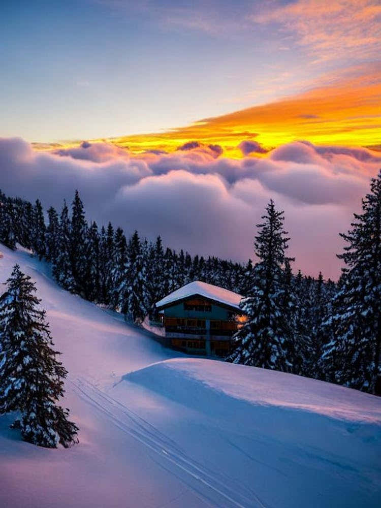 Hemsedal, Norway Sunrise Skiing Poster