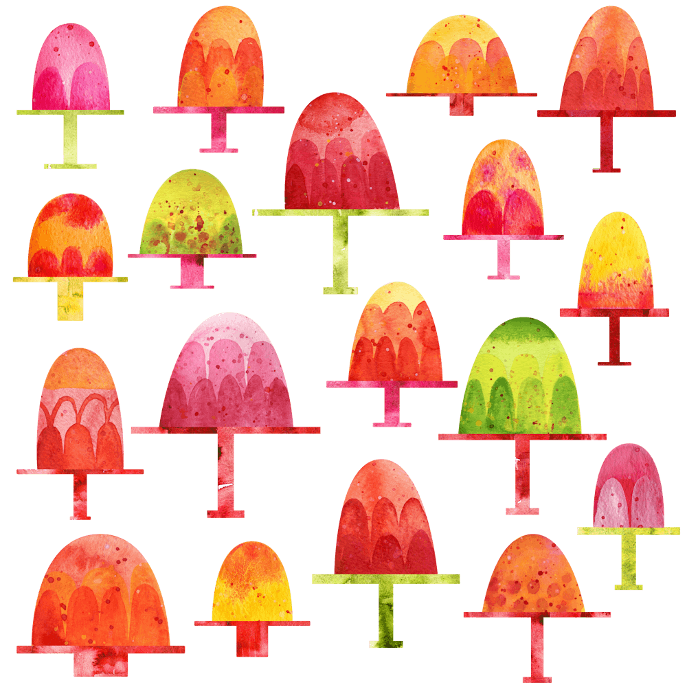 Watercolor Orange and Pink Jellies on Plates