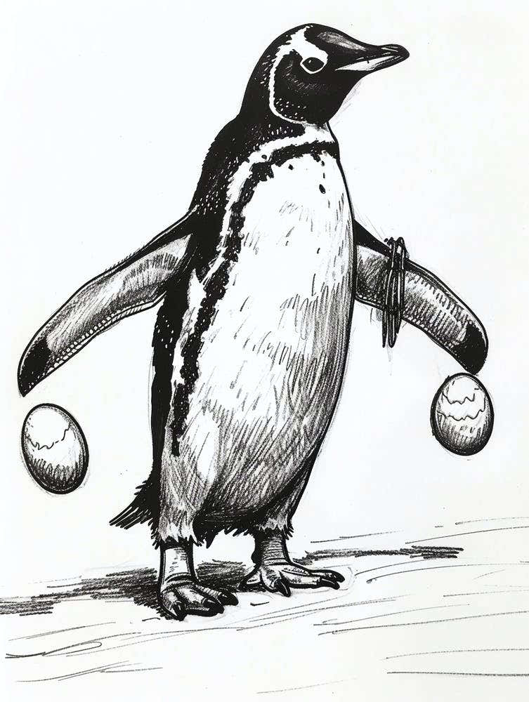 Emperor Penguin Balancing Eggs 4