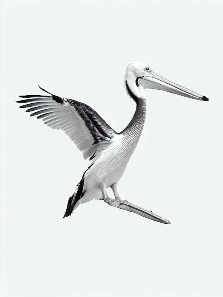 Pelican B&W Pencil Drawing 2 Bird