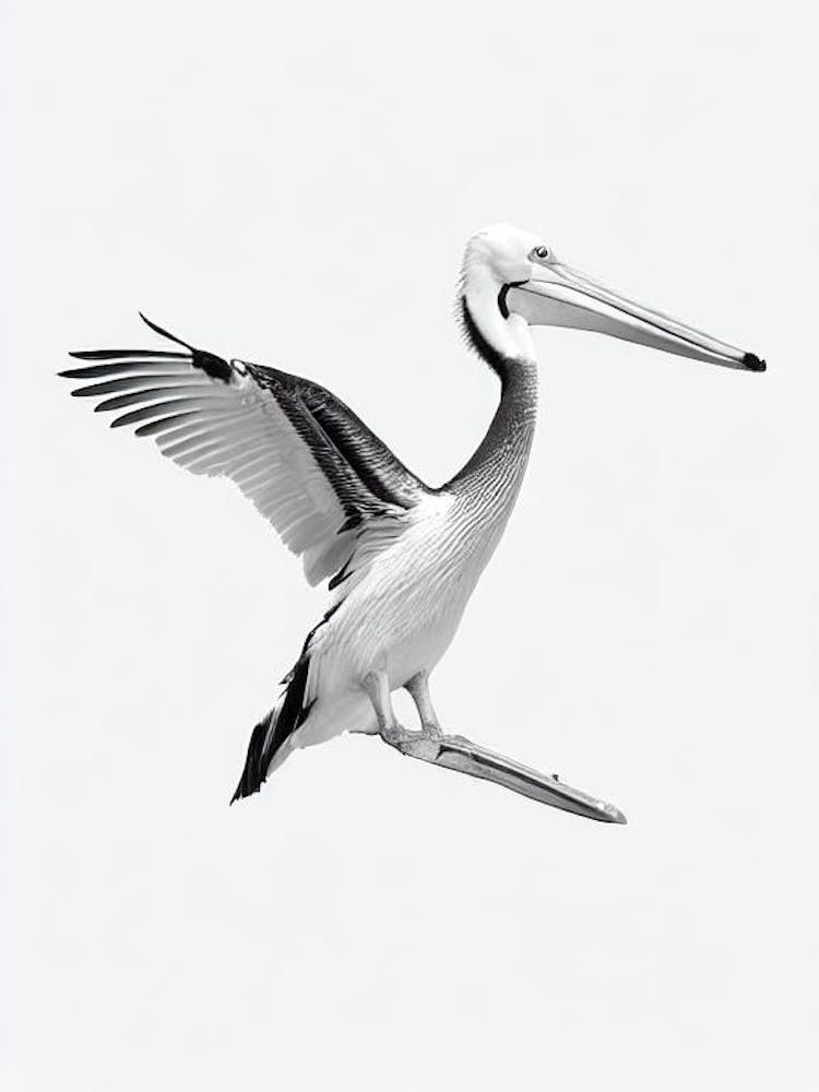 Pelican B&W Pencil Drawing 2 Bird