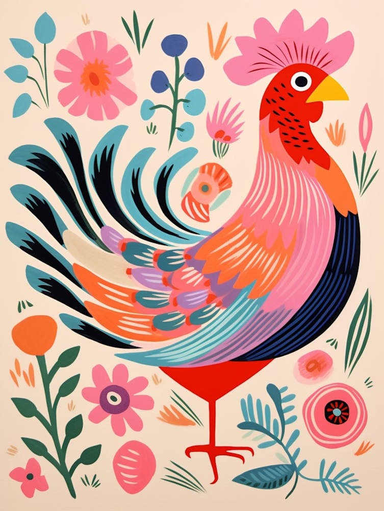Pink Scandi Rooster 1