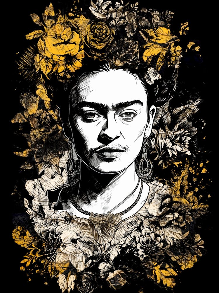 Frida  black and white portrait