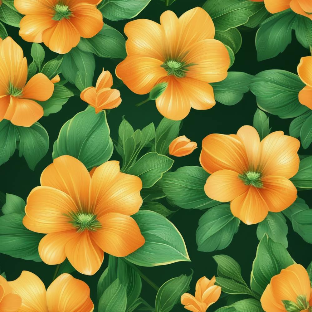 Orange Flowers Seamless Pattern