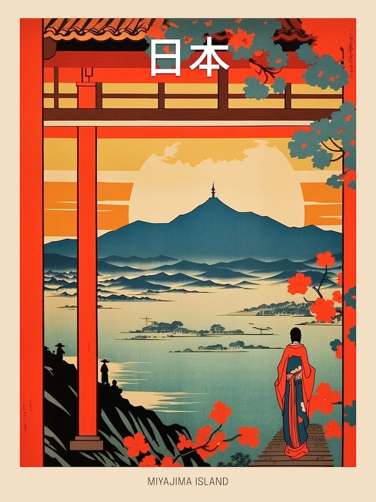 Miyajima Island, Japan Vintage Travel Art 4 Poster