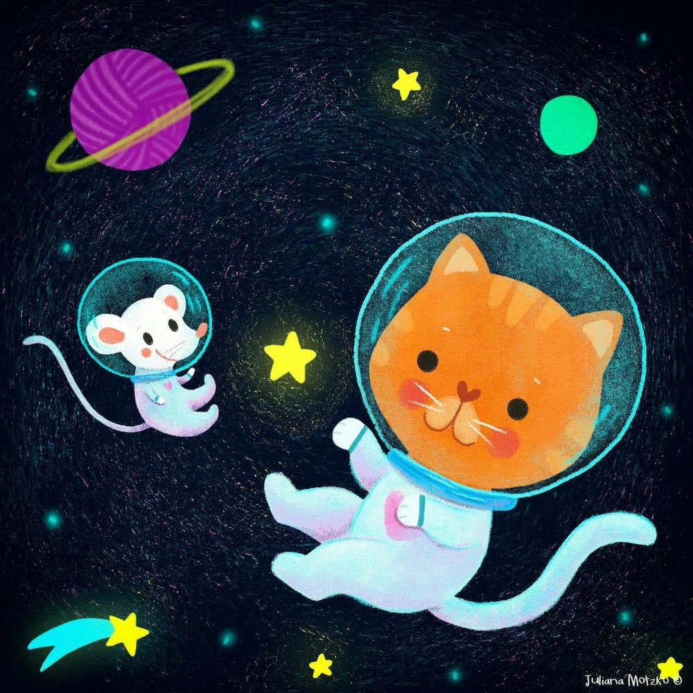 Cat And Mouse In The Space Square