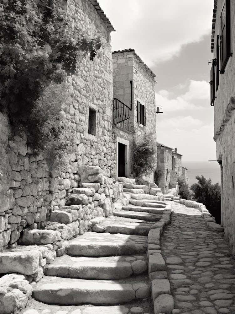 Hvar, Croatia, Black And White Old Photo 3
