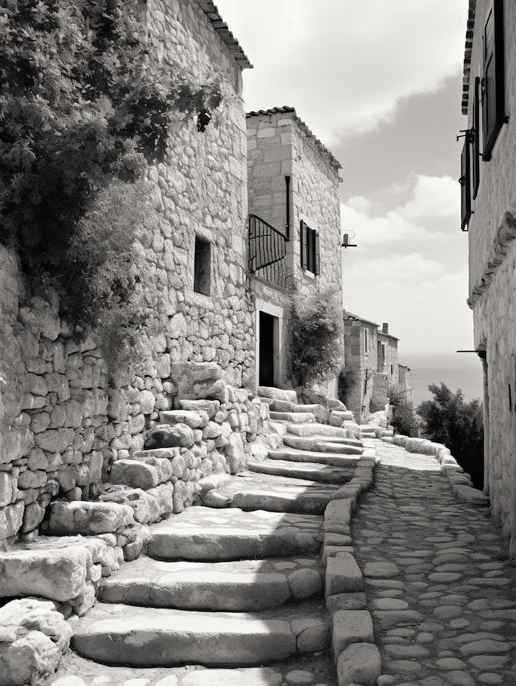 Hvar, Croatia, Black And White Old Photo 3