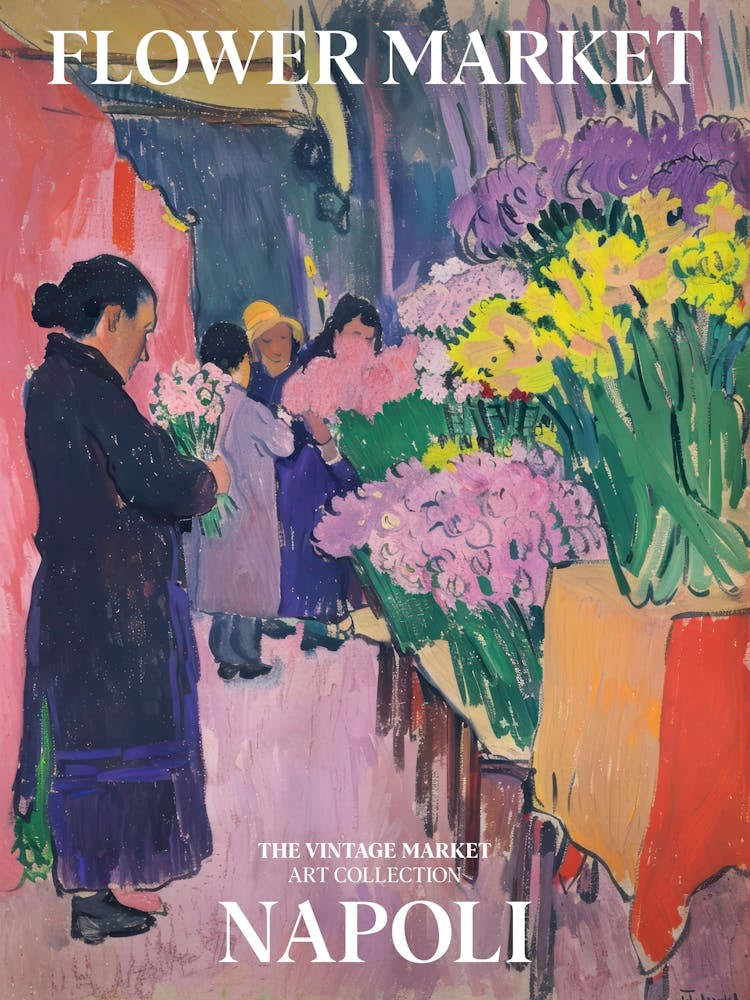 Vintage Flower Market Painting Napoli 2