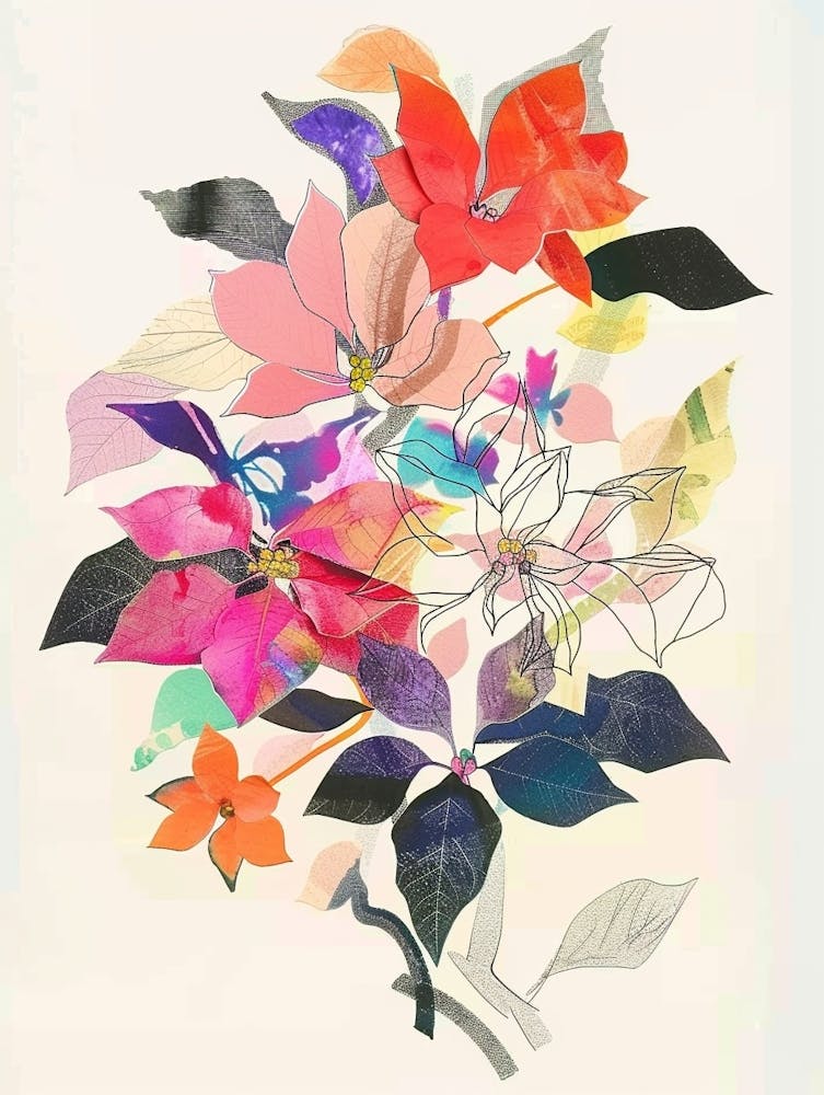 Poinsettia 1 Collage Flower Bouquet