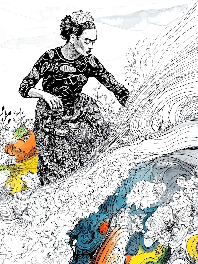 Frida Kahlo surfing