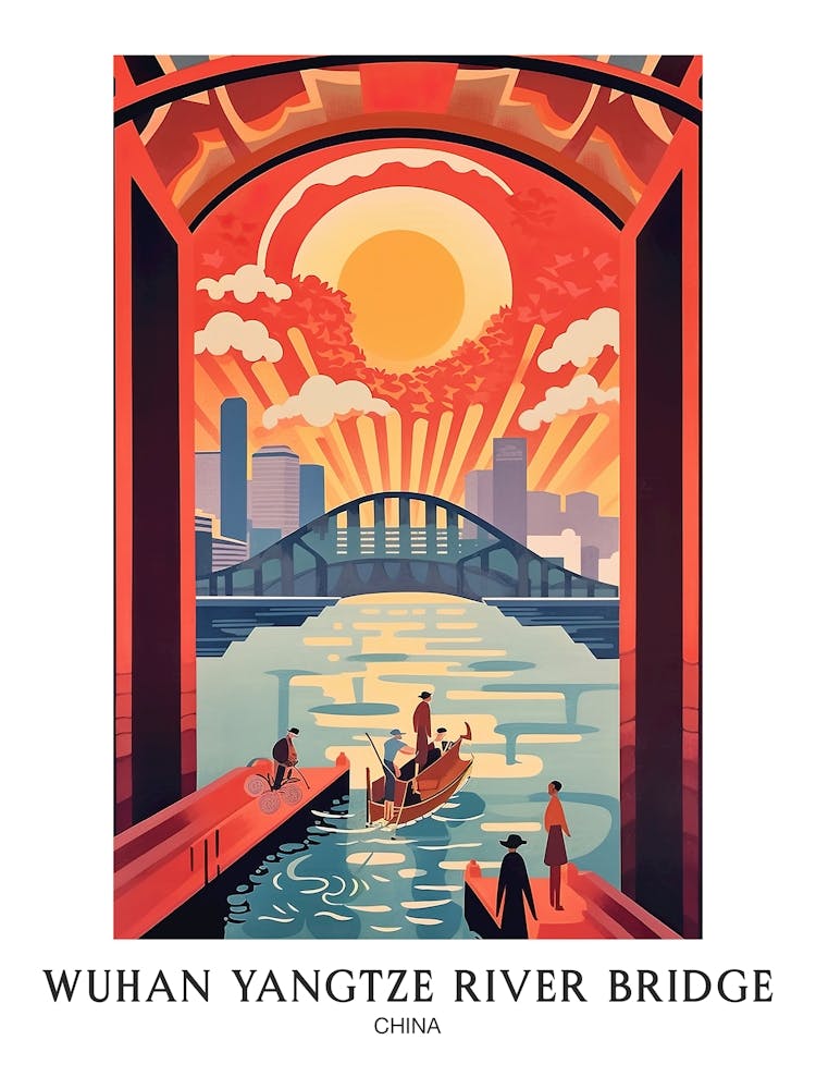 Wuhan Yangtze River Bridge, China, Colourful 3