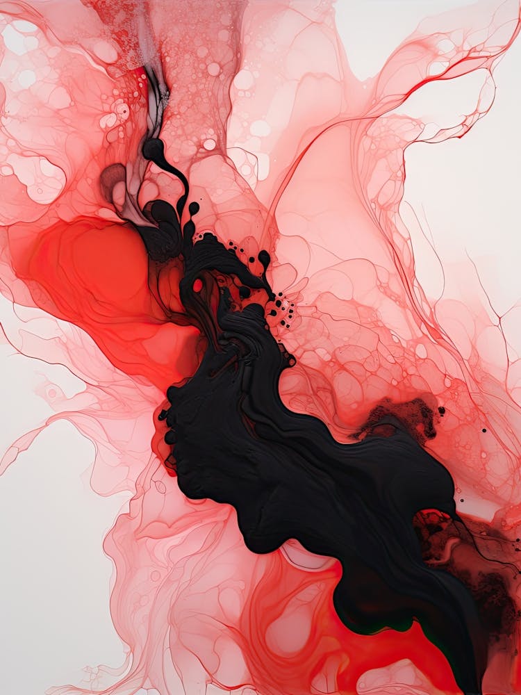 Red And Black Flow Asbtract Painting 1
