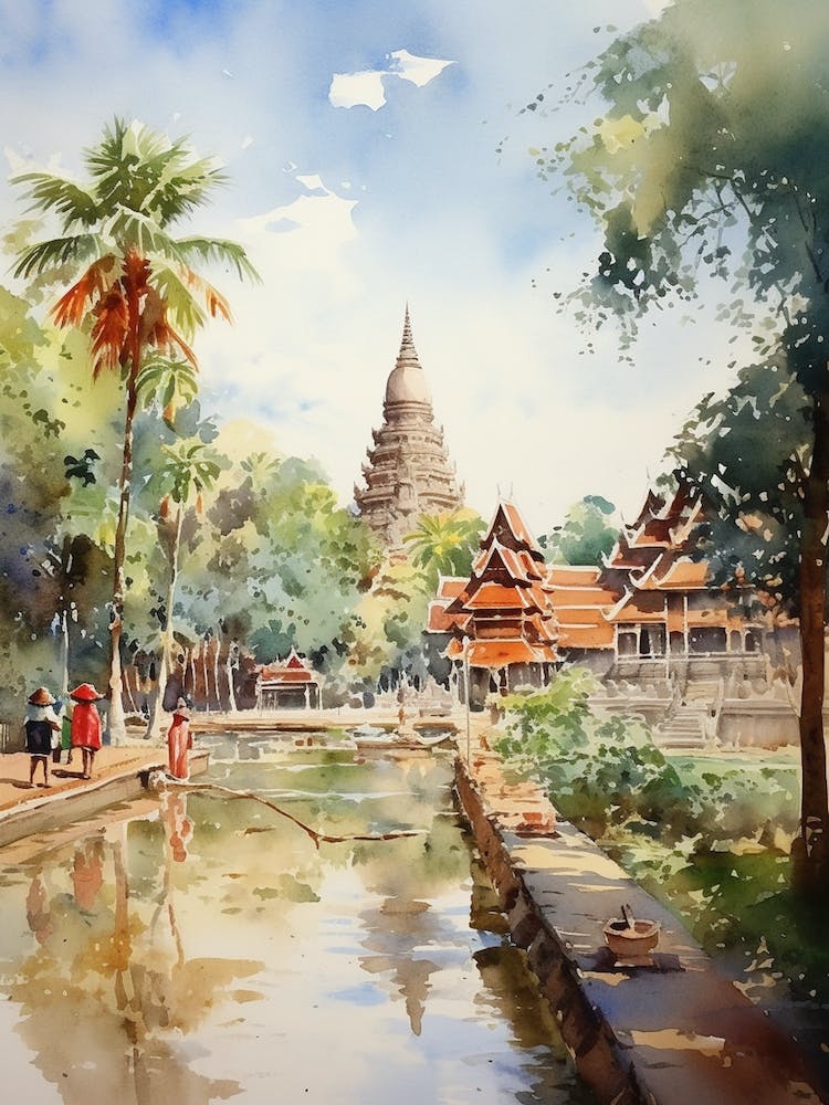 Suan Nong Nooch Garden Thailand Watercolour 7