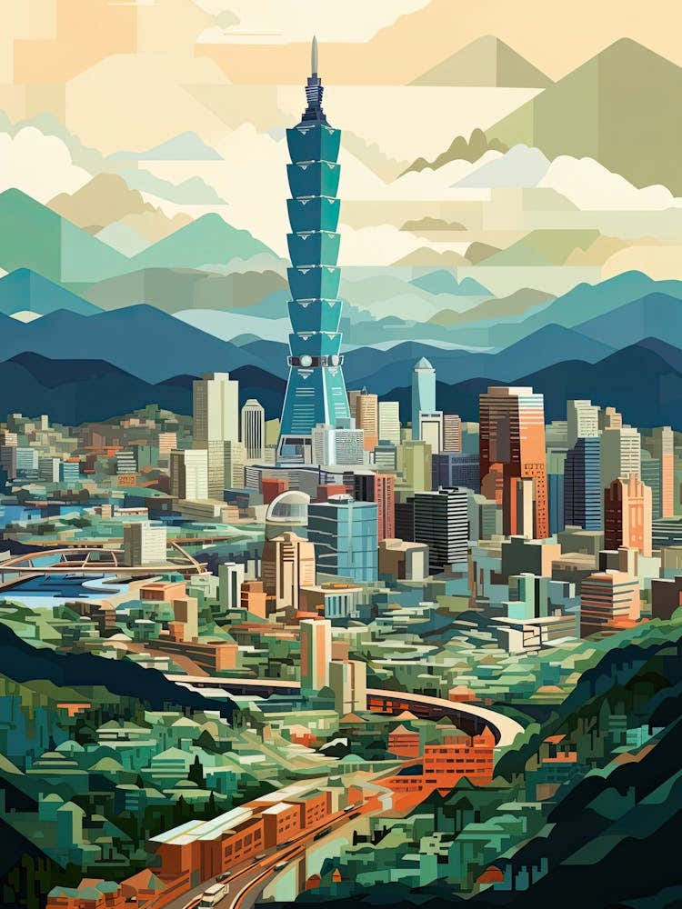 Taipei,Taiwan, Geometric Illustration 3