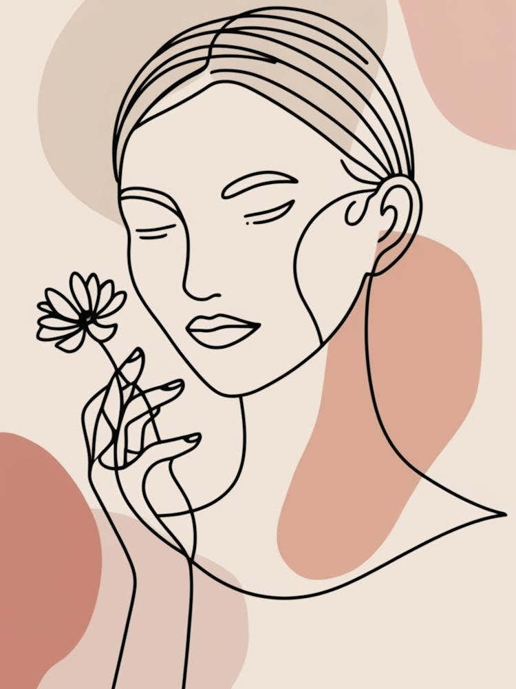 Face Of A Woman With A Flower