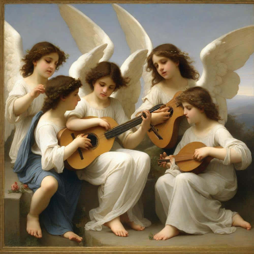 Shonda art prints Four Angels Playing Music
