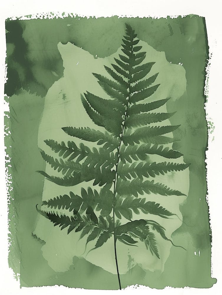 Green Ink Painting Of A Wood Fern 1