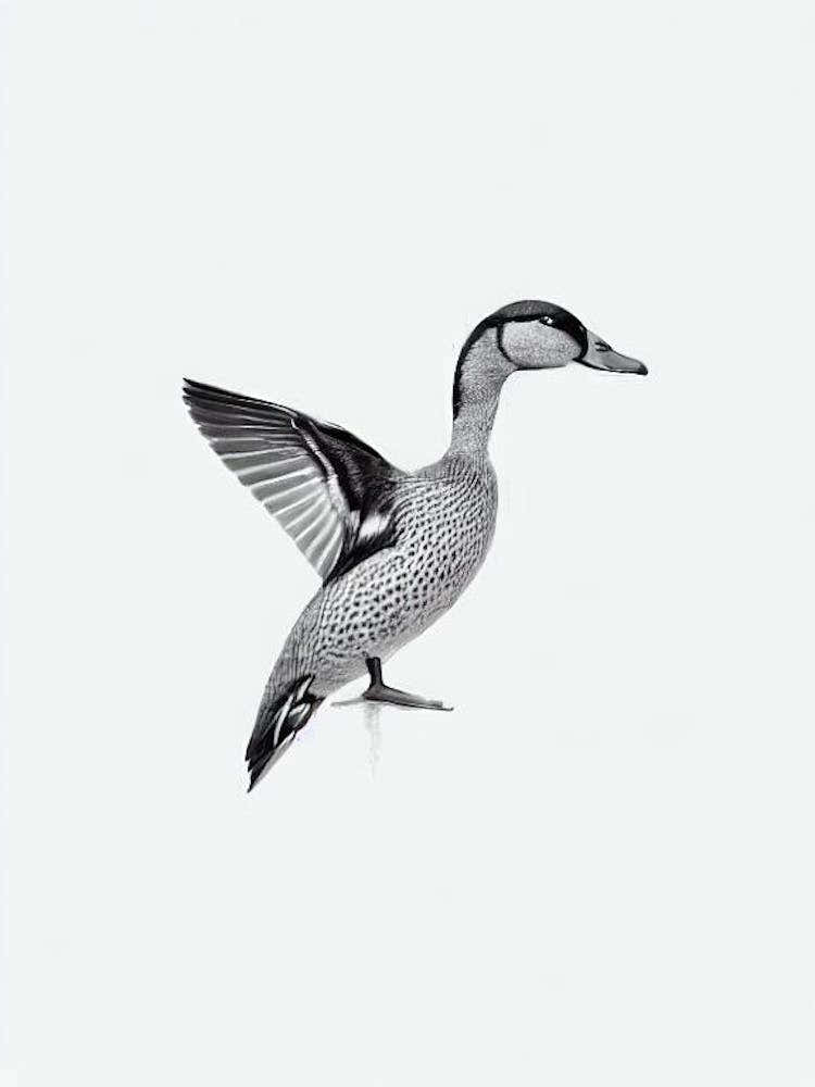 Mallard Duck B&W Pencil Drawing 1 Bird