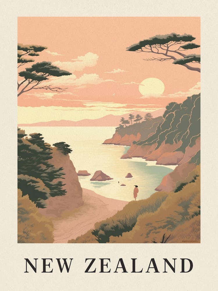 Vintage Travel Poster New Zealand