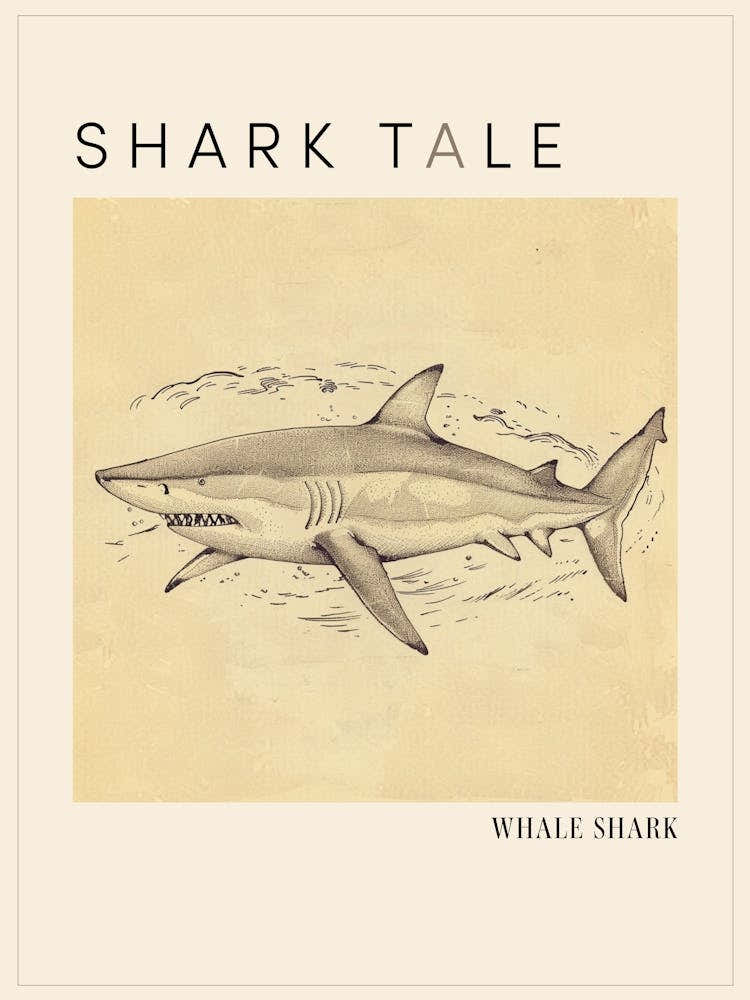 Whale Shark Vintage Illustration 4 Poster