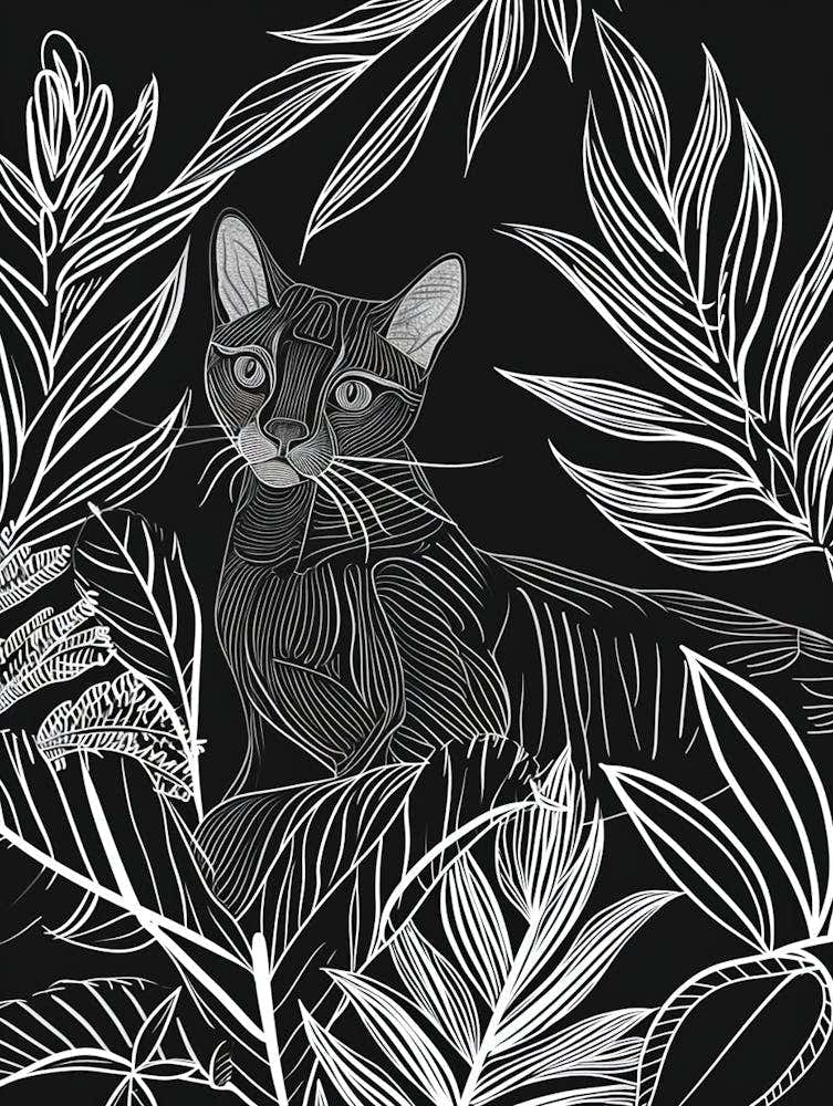 Khao Manee Cat Minimalist Illustration 2