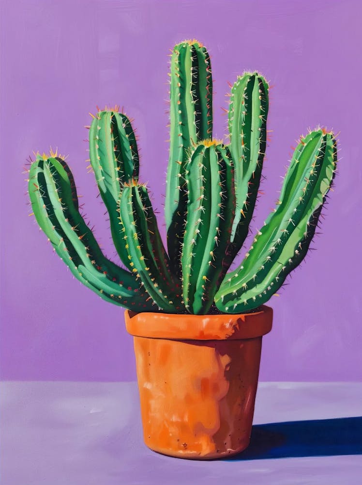 Modern Abstract Cactus Wall, Cactus Still Life Painting, Colorful Cactus Print, Minimalist Botanical Print, Printable Wall Art