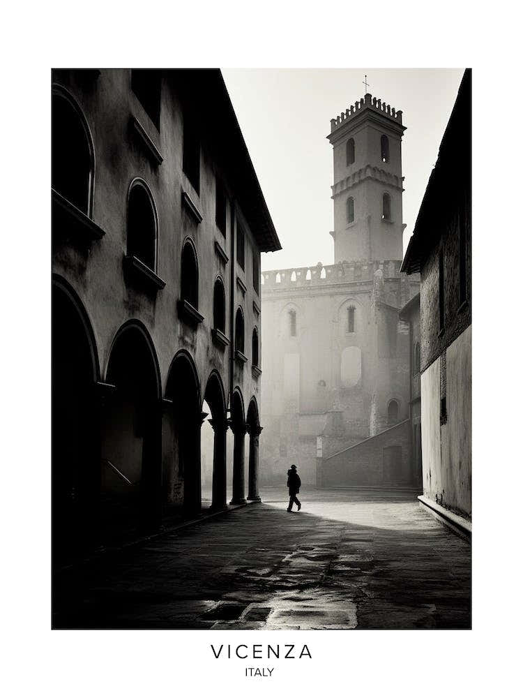 Poster Of Vicenza, Italy, Black And White Analogue Photography 3