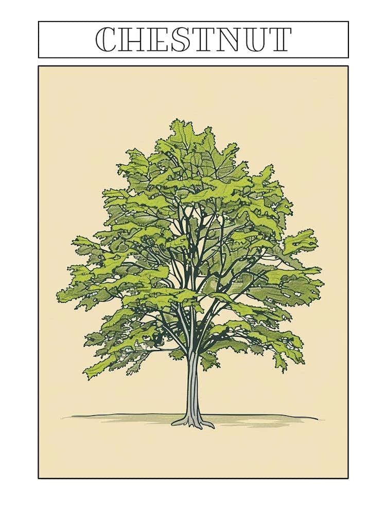 Chestnut Tree Minimalistic Drawing 4 Poster
