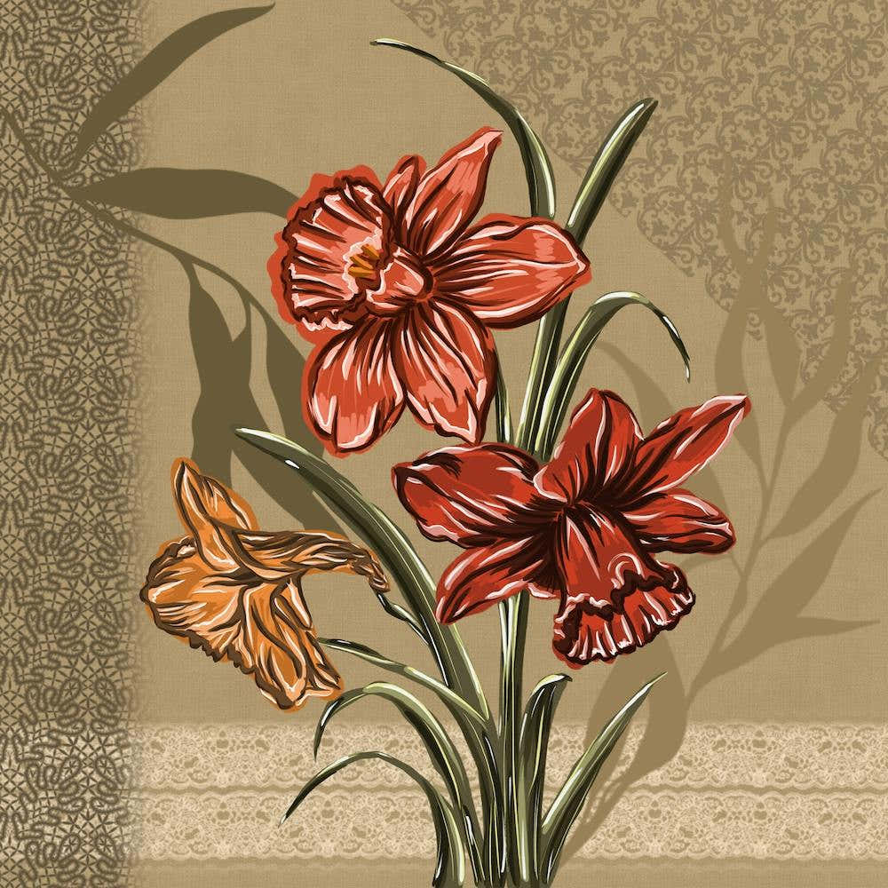 Cottagecore Flowers and Lace Collage Aesthetic - Vintage Botanical Exotic Floral Digital Painting