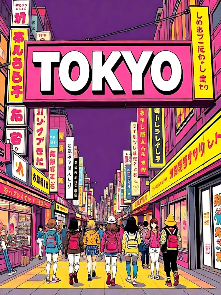 Tokyo Japan Vintage Digital Travel Poster 29